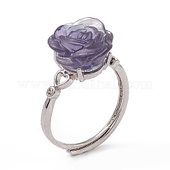 Verstellbare Ringe aus natürlichem Fluorit mit Blumen&nbsp;KK-G273-10P