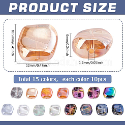 150 pz 15 colori placcatura perline di vetro trasparente&nbsp;GLAA-PH0003-81