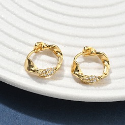 Boucles d'oreilles créoles en laiton zircon cubique micro pavé&nbsp;EJEW-C182-05A-G