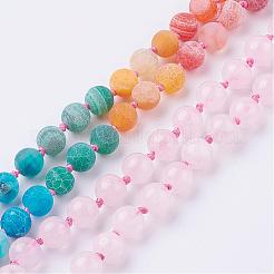 Collier en agate patinée naturelle et quartz rose&nbsp;NJEW-F159-A01