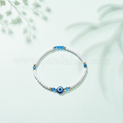 Stretch-Armband aus Harz mit bösem Blick und Acrylperlen für Frauen&nbsp;BJEW-JB08609