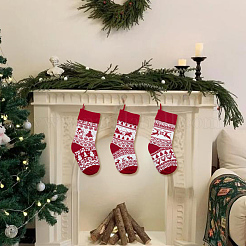 3 pièce de 3 styles de bas de Noël suspendus en laine tricotée&nbsp;FEPA-SP0001-04A