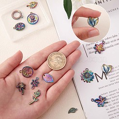 14 pendentif en acier inoxydable chirurgical 316L sur le thème des fleurs et des feuilles&nbsp;JX098A