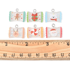 24 pièces 6 couleurs thème de noël transparent résine imitation pendentifs alimentaires&nbsp;RESI-FS0001-42