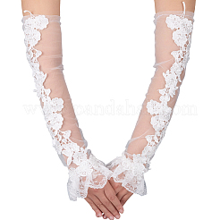 1 paio di guanti lunghi senza dita in pizzo di poliestere con motivo floreale&nbsp;AJEW-CY0001-60A