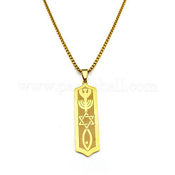 Colliers à pendentif étoile de David en acier inoxydable 304 avec chaîne à maillons carrés&nbsp;FS-WG4A3EC-02