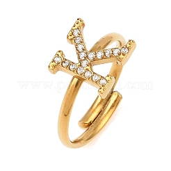 Anelli aperti con polsino in acciaio inossidabile 304 con micro pavé di zirconi cubici&nbsp;LS-RJEW-D336-01G-06