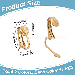 32 pieza de accesorios para pendientes con clip de acero inoxidable 304 en 2 colores&nbsp;STAS-AR0002-25