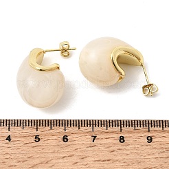 Orecchini a bottone in resina e ottone a goccia&nbsp;EJEW-P333-08G-01