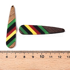 Pendentifs en résine époxy de couleur jamaïcaine et bois de noyer&nbsp;RESI-N039-122G