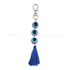 Decorazioni pendenti con perline rotonde in resina e nappe in poliestere contro il malocchio&nbsp;HJEW-JM04165-03