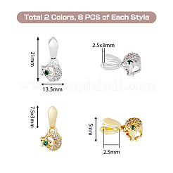 16 Stück 2 Farben Messing Micro Pave Zirkonia Eispickel Klemmbügel&nbsp;ZIRC-HY0001-08