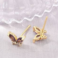 Boucles d'oreilles en laiton avec micro pavé de zircons cubiques pour femmes&nbsp;KK-A305-06G