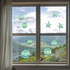 6 stücke pvc aufkleber schillernde farbe fenster aufkleber 3d laser kreis formen elektrostatische glas fenster aufkleber&nbsp;JX835A