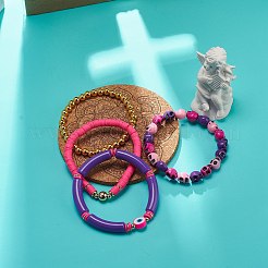 4pcs 4 Stil Acryl Böser Blick & Kunststoff Totenkopf & Synthetische Hämatit Perlen Stretch Armbänder Set&nbsp;BJEW-JB08896