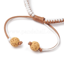 Pulseras de cuentas trenzadas de roca de lava natural teñidas redondas de 8.5 mm&nbsp;BJEW-TA00497