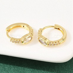 Pendientes de aro con micropavé de latón ovalado y circonitas cúbicas transparentes&nbsp;EJEW-D348-09G