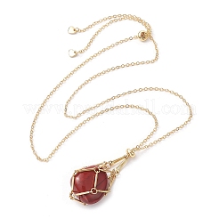 Colliers pendentif cage en pierre de cristal&nbsp;NJEW-JN04766-02