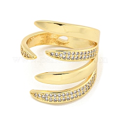 Offene Manschettenringe aus Messing mit Mikropavé und klaren kubischen Zirkonia für Damen&nbsp;RJEW-L121-005G