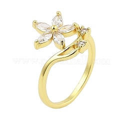 Gestellplattierung Messing Mikropflaster Zirkonia Fingerringe für Frauen&nbsp;RJEW-M027-01G-01