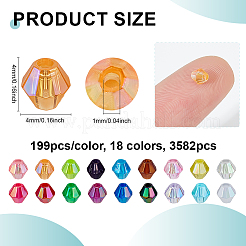 3600 Stück 18 Farben Doppelkegel ab Farbe plattierte umweltfreundliche transparente Acrylperlen&nbsp;TACR-PH0001-88
