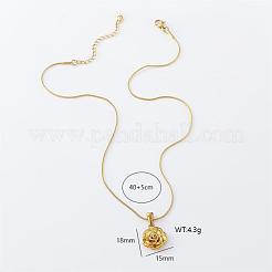 3 collier élégant avec pendentif rose en acier inoxydable pour femme&nbsp;QZ9315