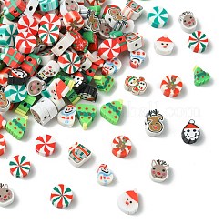 200 Stück handgefertigte Polymer-Tonperlen mit Weihnachtsmotiven.&nbsp;CLAY-CJ0001-95