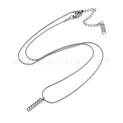 Colliers à chaîne serpent ronde avec pendentif rectangulaire en strass cristal en acier inoxydable 304 pour femmes&nbsp;NJEW-Z044-06P