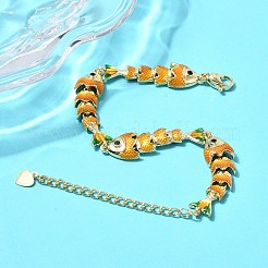 Messing-Gliederkettenarmbänder mit Mikropflaster und Zirkonia für Damen&nbsp;BJEW-H639-01G