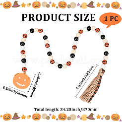 Halloween runde Wandornamente aus Naturholzperlen&nbsp;HJEW-WH20004-15