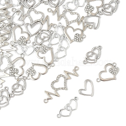 30 pièce 5 styles de liens/connecteurs en alliage de cristal strass&nbsp;ALRI-FS0001-09