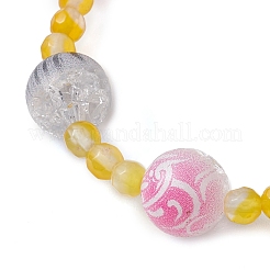 Braccialetti elasticizzati da donna rotondi in agata naturale tinta e perline acriliche&nbsp;BJEW-JB10714