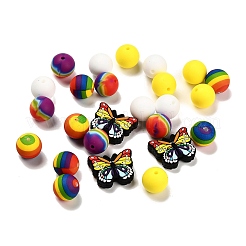 25 pieza de cuentas focales de silicona redondas y de mariposa&nbsp;SIL-L005-02F