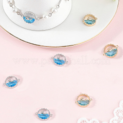8 Stück 2 Farben Messing himmelblau Zirkonia Verbinder Charms&nbsp;KK-BBC0018-19