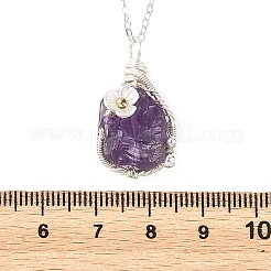 Pépites d'améthyste naturelle brute avec pendentif en forme de fleur&nbsp;NJEW-TA00269