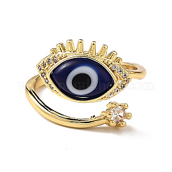 Offener Bunte Malerei-Evil-Eye-Manschettenring mit klarem Zirkonia&nbsp;RJEW-L104-05G