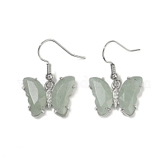 Orecchini pendenti in ottone con avventurina verde naturale&nbsp;EJEW-M081-01P-04