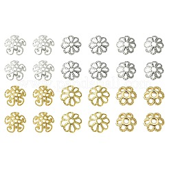60 Stück 6 Stile Blumen Messing ausgefallene Perlenkappen&nbsp;KK-CJ0002-20-NR