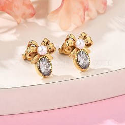Pendientes de acero inoxidable 304 con micropavé de circonitas cúbicas transparentes&nbsp;LS-EJEW-I318-03G-01