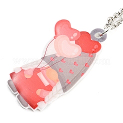 Collier pendentif en acrylique pour la saint-valentin avec chaînes en alliage de zinc&nbsp;LS-NJEW-D049-01C-P