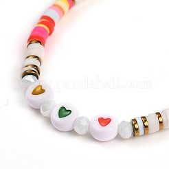 Bracelets élastiques faits à la main de perles heishi en pâte polymère&nbsp;BJEW-JB05307-01