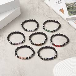 7 Stück 7-teiliges Stretch-Armband-Set mit natürlichen und synthetischen gemischten Edelsteinen und Legierungsperlen für Damen&nbsp;BJEW-JB09235