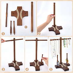 Présentoirs à bijoux en bois en forme de T&nbsp;ODIS-WH0177-011