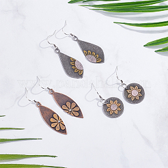 3 Paar 3 Stil Legierung Lotus Blume baumeln Ohrringe für Frauen&nbsp;EJEW-AN0004-15