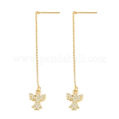 Boucles d'oreilles en laiton serties de micro-pavés de zircone cubique transparente&nbsp;EJEW-H182-08G