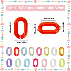480pcs 15 Farben Acrylverbindungsringe&nbsp;MACR-SP0001-52A