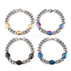 Bracelets en acier inoxydable 304 à maillons cubains en forme de losange pour hommes et femmes&nbsp;BJEW-G766-07A