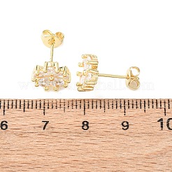 Boucles d'oreilles en laiton avec zircons cubiques à micro-pavés&nbsp;EJEW-H174-01B-G
