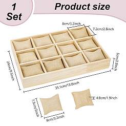 12 Gitter Uhrentabletts aus Holz mit Kissen&nbsp;BDIS-WH0008-18