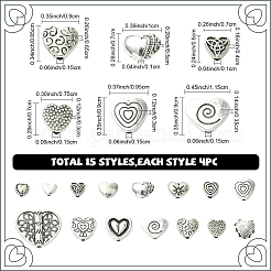 60pcs 15 Arten tibetanische Legierungsperlen&nbsp;FIND-YW0010-09